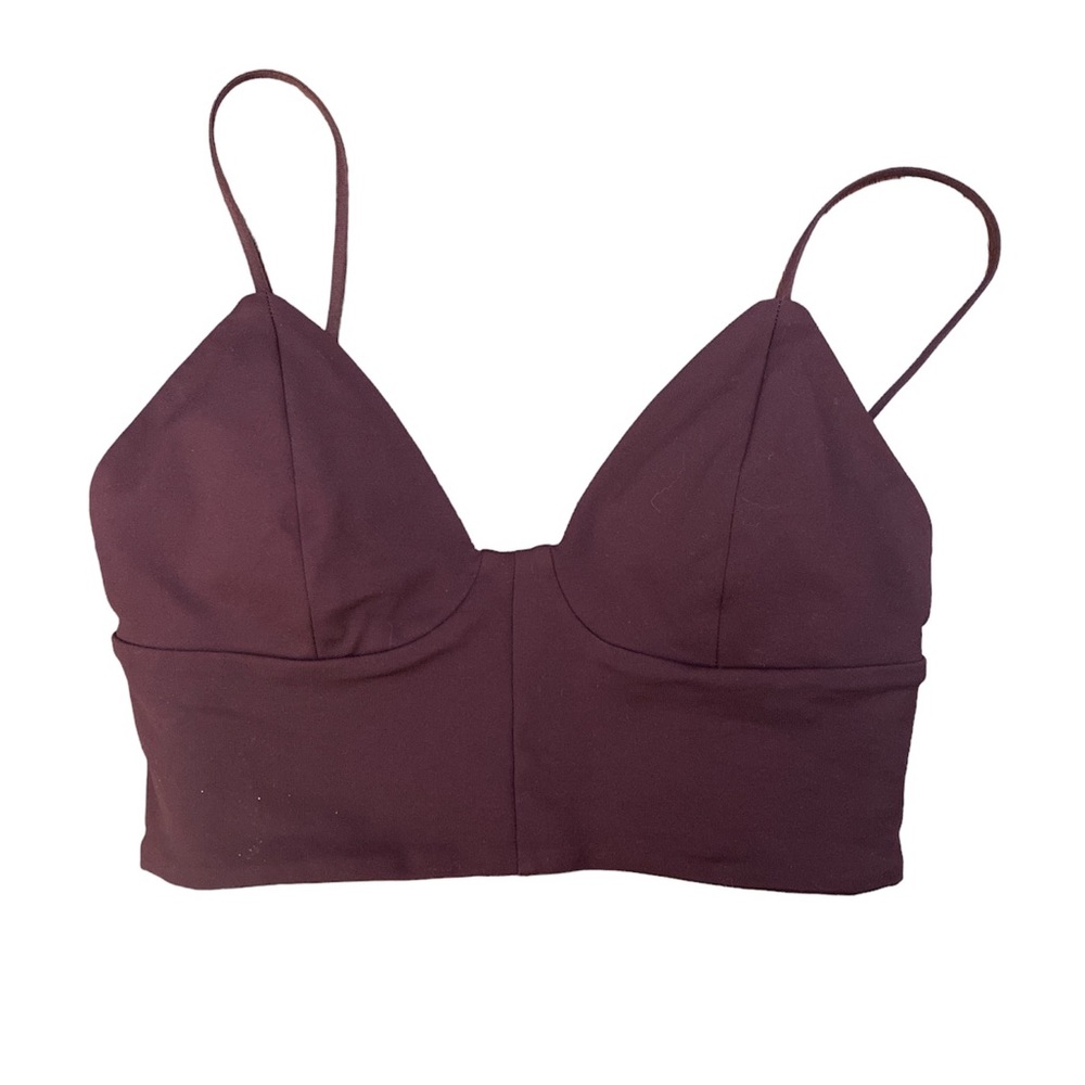 Wilfred Free triangle skinny strap longline bralette top - burgundy - US 2